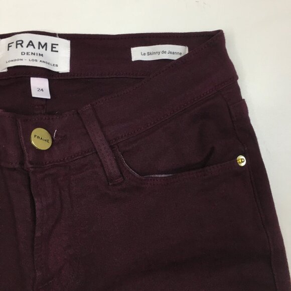 FRAME Denim Le Skinny De Jeanne Mahogany Wash Fray Hem Slim Fit Skinny Jeans - Picture 5 of 10